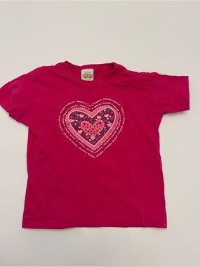 Reef Girls Heart Graphic Tee - Hot Pink Size 10/12